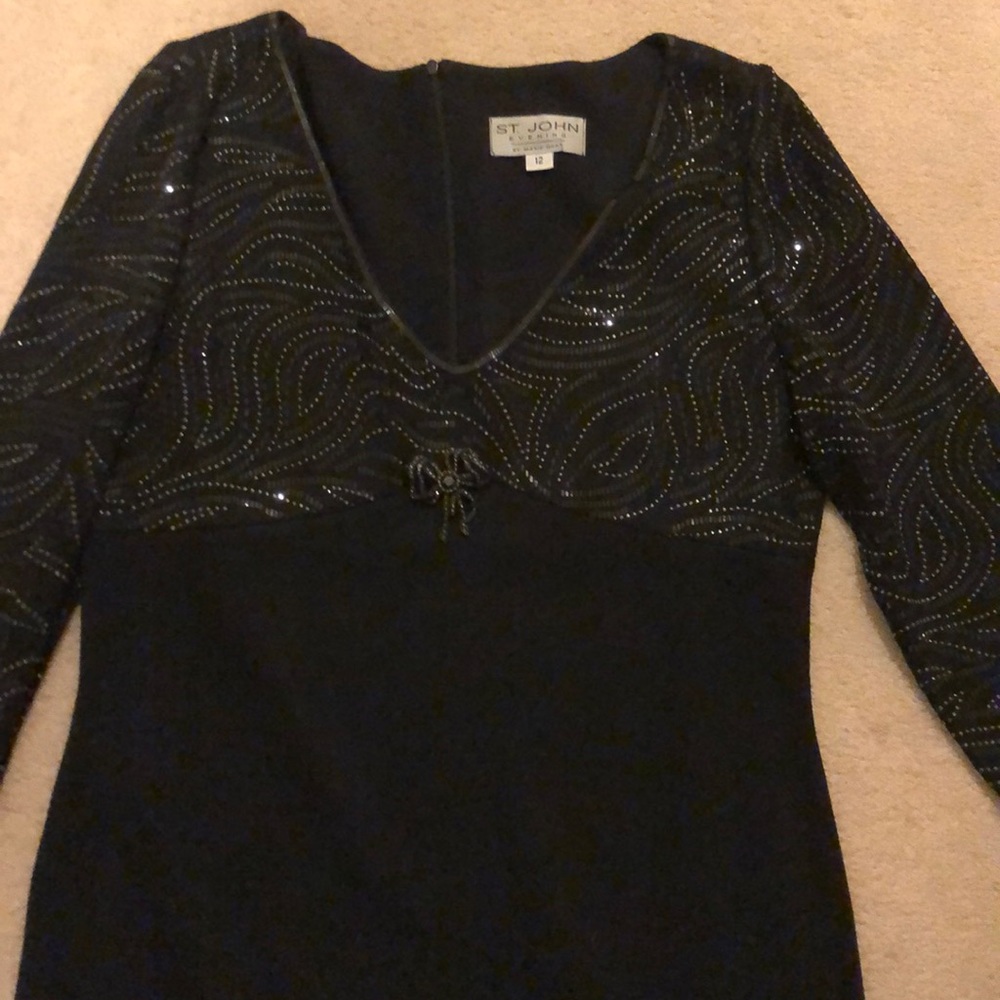 Gorgeous St.John Black Sequined Dress Size 12